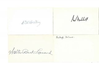 Carl Hubbell,  Bill Terry,  Buck Leonard Grimes All Hof Autograph Index Cards