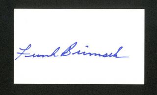 Frank Brimsek Hof Boston Bruins Signed Autograph Auto Business Card