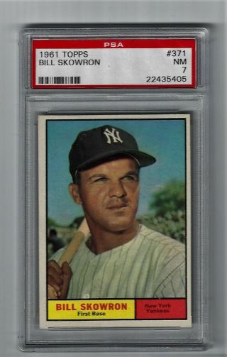 1961 Topps Baseball Card Bill Skowron 371 York Yankees Psa Graded Nr 7
