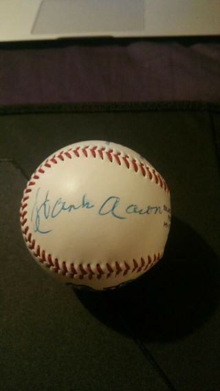 Hank Aaron Autographed Baseball & Pin From Black Tie Dinner Gala Feb 5,  1999