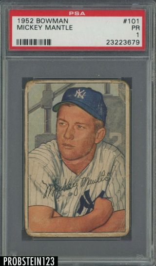 1952 Bowman 101 Mickey Mantle Yankees Hof Psa 1 Pr