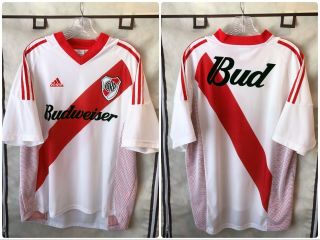 River Plate 2002/03 Home Soccer Jersey Large Adidas Argentina