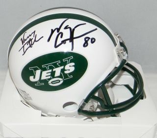 Vinny Testaverde & Wayne Chrebet Signed York Jets Mini Helmet Beckett