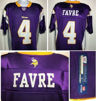Brett Favre 4 Minnesota Vikings Nfl Purple Reebok Jersey Size L/g/g Purple