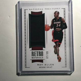 Ray Allen 2017 - 18 National Treasures Retro Materials Game Worn Patch /99 Rm - 9