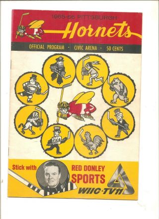 11/30/65 Pittsburgh Hornets Vs.  Detroit Red Wings Program