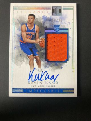 2018 - 19 Panini Impeccable Elegance Kevin Knox Rc Rpa Card /25 Rookie Patch Auto