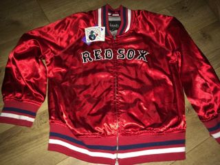Touch By Alyssa Milano Boston Red Sox Ladies Fitted Red Satin Jacket 3/4 Sleeve