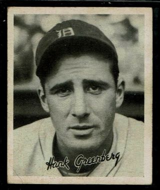 1936 Goudey Baseball Card Detroit Tigers Hank Greenberg Card 15 B&w Vg,  Centered