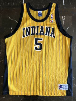 Indiana Pacers Jalen Rose Champion Jersey Size 48 Yellow Alternate 5