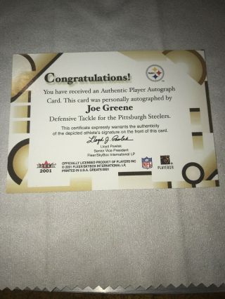 2001 Fleer Greats of the Game MEAN JOE GREENE autograph auto Steelers 7