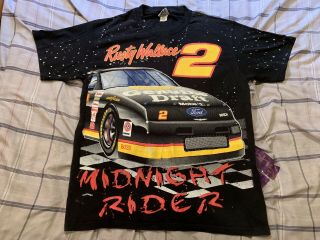 Vintage Rusty Wallace 2 Nascar T Shirt All Over Print Double Sided Men’s Large