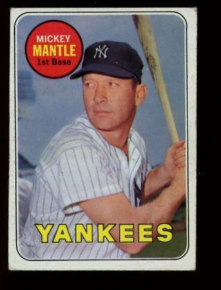 1969 Topps Baseball Card 500 Mickey Mantle York Yankees Vgex