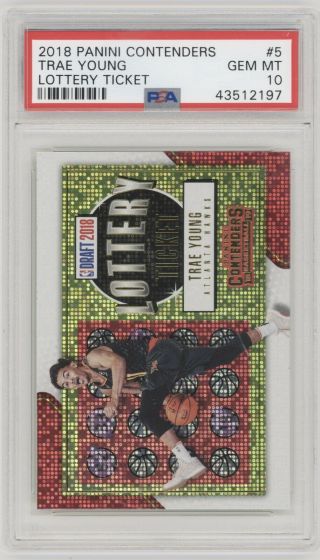 Trae Young 2018 - 19 Panini Contenders Rookie Lottery Ticket Psa 10 Gem Hawks