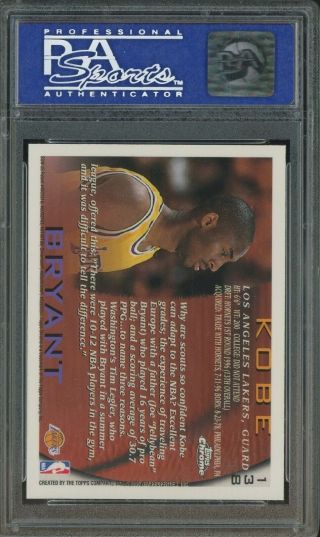 1996 - 97 Topps Chrome 138 Kobe Bryant Lakers RC Rookie PSA 9 TOUGH 2