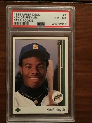1989 Upper Deck Ken Griffey Jr.  Rookie Baseball Card 1 Psa 8 Nm - Mt