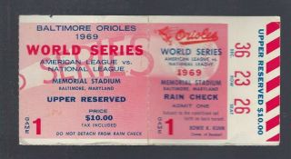 1969 World Series York Mets @ Baltimore Orioles Baseball Ticket Stub Game 1