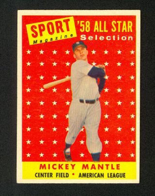 1958 Topps Mickey Mantle 487 - All - Star - York Yankees - Nm
