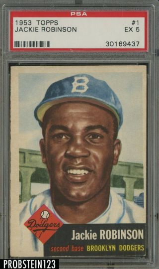 Jackie Robinson 1953 Topps Baseball 1 Psa 5 Ex Brooklyn Dodgers Hof