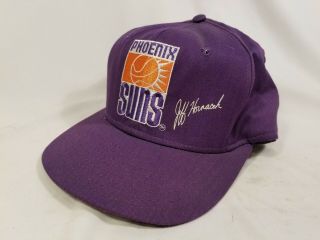 Vintage 90s Phoenix Suns Nba Jeff Hornacek Hat Cap Purple Basketball Made In Usa