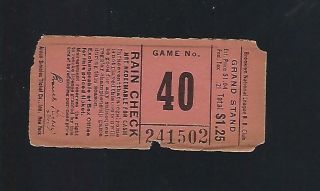 1940s Mlb Brooklyn Dodgers Baseball Ticket Stub From Ebbets Field - Game 40