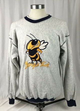 Vtg Georgia Tech Gt Yellow Jackets The Game Medium Gray Sweatshirt Pullover