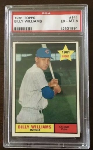 1961 Topps Billy Williams Rookie Hof Chicago Cubs 141,  Psa 6