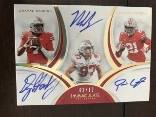 2019 Immaculate Collegiate Dwayne Haskins/nick Bosa/parris Campbell Auto 2/10