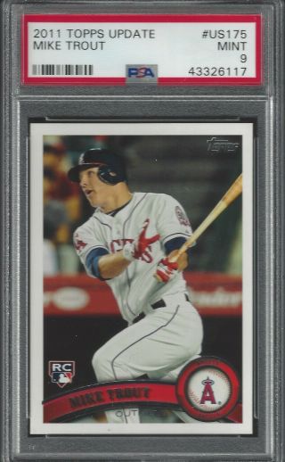 2011 Topps Update Us175 Mike Trout Angels Rc Rookie Psa 9 