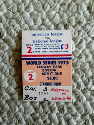 Two 1975 World Series Ticket Stubs Boston Red Sox Cincinnati Reds Games 2 & 7 2