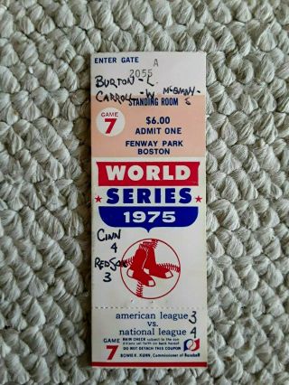 Two 1975 World Series Ticket Stubs Boston Red Sox Cincinnati Reds Games 2 & 7 3