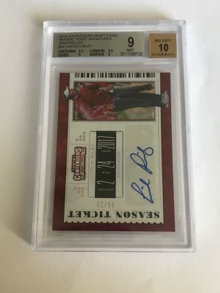 Lincoln Riley 2019 Contenders Cracked Ice Auto 05/23 Season Ticket Bgs 9/10