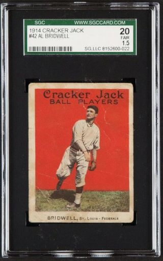 1914 Cracker Jack Al Bridwell 42 Sgc 1.  5 “low Pop” “iconic Set”