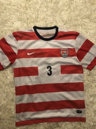 Nike Usa Soccer Jersey Size L Waldo Red White Stripes Carlos Bocanegra 3