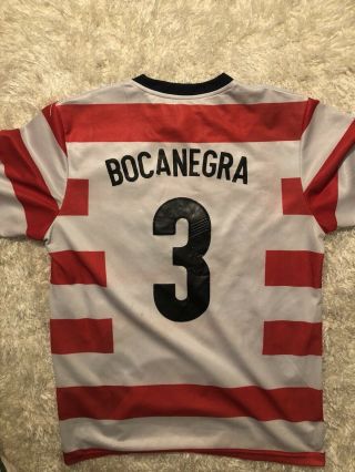 Nike USA Soccer Jersey Size L Waldo Red White Stripes Carlos Bocanegra 3 4
