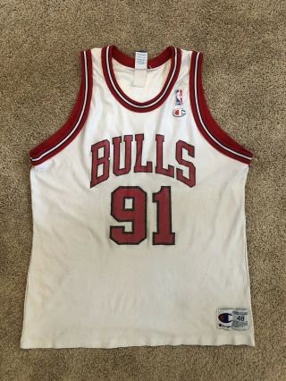 Champion Dennis Rodman 91 Chicago Bulls Jersey Size 48