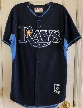 Tampa Bay Rays Mens Batting Practice Jersey Medium 40 Authentic Cool Base Blue