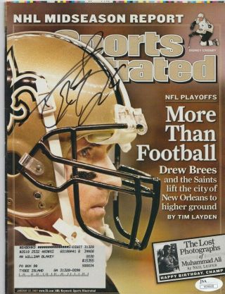 Drew Brees Autographed Sports Illustrated Signed Jsa Si Jan 22,  2007 W Label