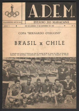 1959 Brazil V Chili Soccer Football Programme Pele Cover Worst Defeat Ever 7 - 0