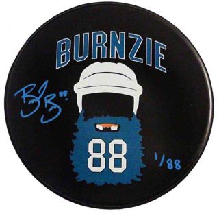 Brent Burns San Jose Sharks Signed Limited Edition Burnzie Beard Puck In Blue