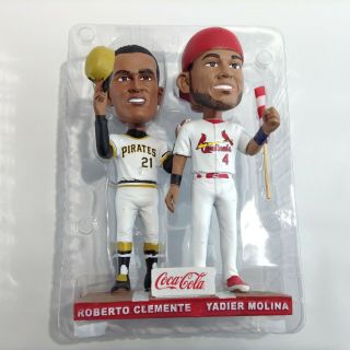ST.  LOUIS CARDINALS Yadier Molina and Roberto Clemente Double Bobblehead,  EUC 2
