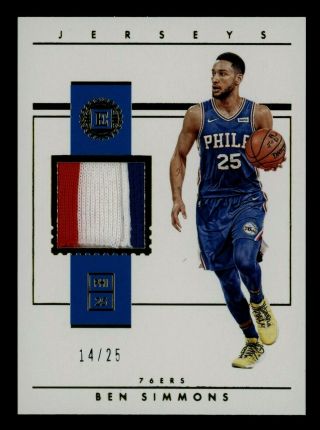 2018 - 19 Panini Encased Gold Ben Simmons Game Worn Patch 14/25 76ers