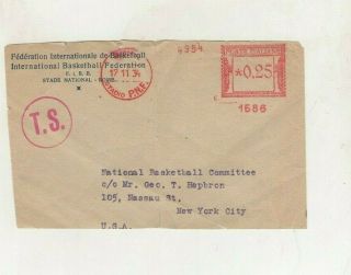 George Hepbron,  Basketball,  Part Of 1934 Envelope Sent From Intl Basketball Fed 