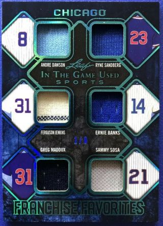 Greg Maddux Ernie Banks Leaf Itg Game Patch Auto 1/9 1/1 Andre Dawson Cubs