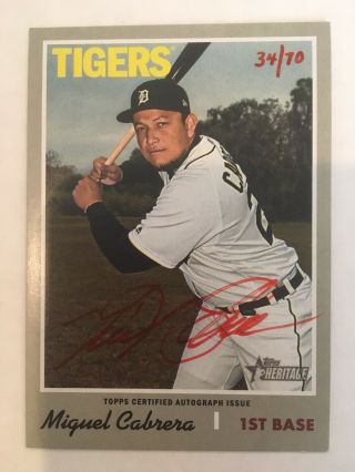 Miguel Cabrera 2019 Topps Heritage High Number Red Ink Auto Autograph /70 Tigers
