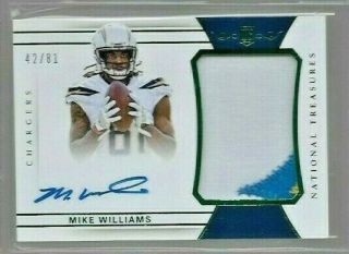 2017 National Treasures Emerald Mike Williams 2clr Jersey Auto Rc Ser.  42/81