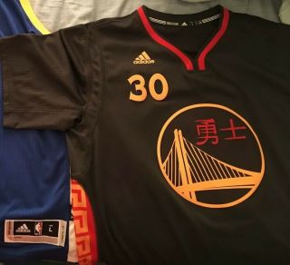 Curry Golden State Warriors Chinese Year Adidas Swingman Jersey Sz.  L