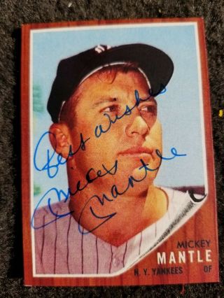 Mickey Mantle Hand Signed Autographed Card With