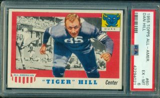 " Tiger " Hill,  Duke 1955 Topps All - American Card 60 Psa Ex - Mt 6
