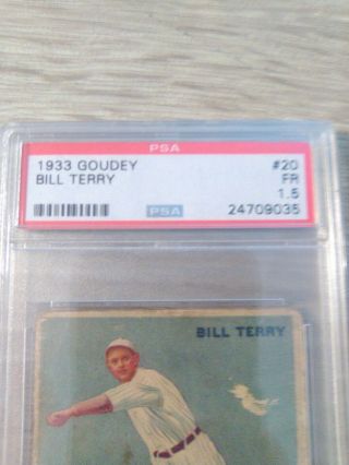 Bill Terry 1933 Goudey 20 PSA FR 1.  5 2